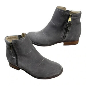 Spenco Ivy Gray Suede Round Toe Ankle Bootie Side Zip Women’s size 9